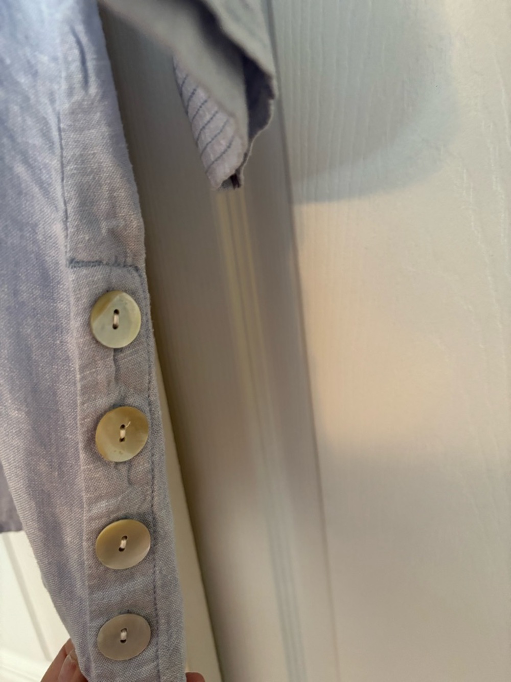 Sigrid Olsen Light Blue V-Neck Tunic with Side Button Detail - Picture 6 of 11